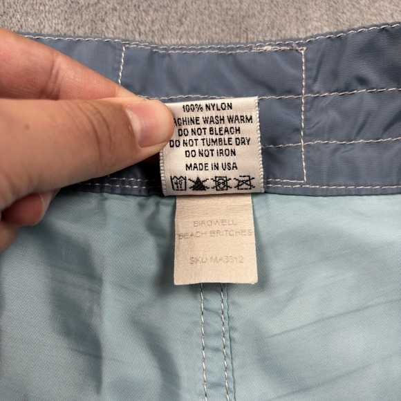 Birdwell Beach Britches Shorts Mens 37 Blue Swim Beach Board Shorts Made in USA - Picture 4 of 8